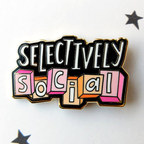 Selectively Social Enamel Pin
