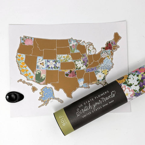 Scratch Your Travel Map - State Flowers 10x8