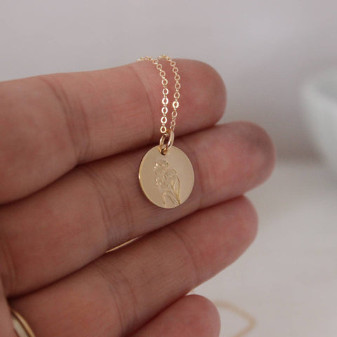 Gold Birth Month Flower Necklace