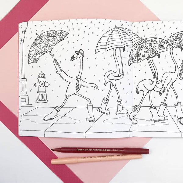 Amelie Legault Illustration Coloring Book - The Pink Flamingos