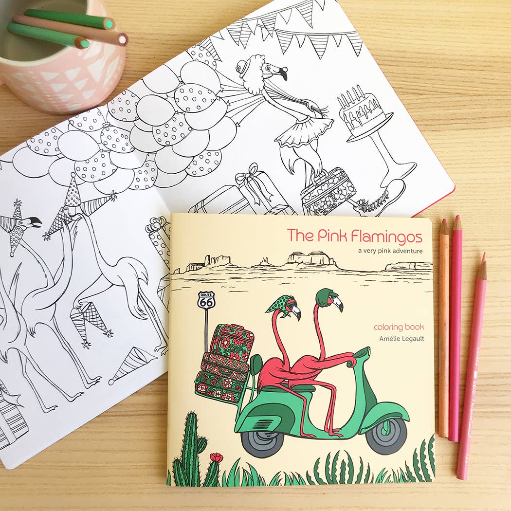 Amelie Legault Illustration Coloring Book - The Pink Flamingos
