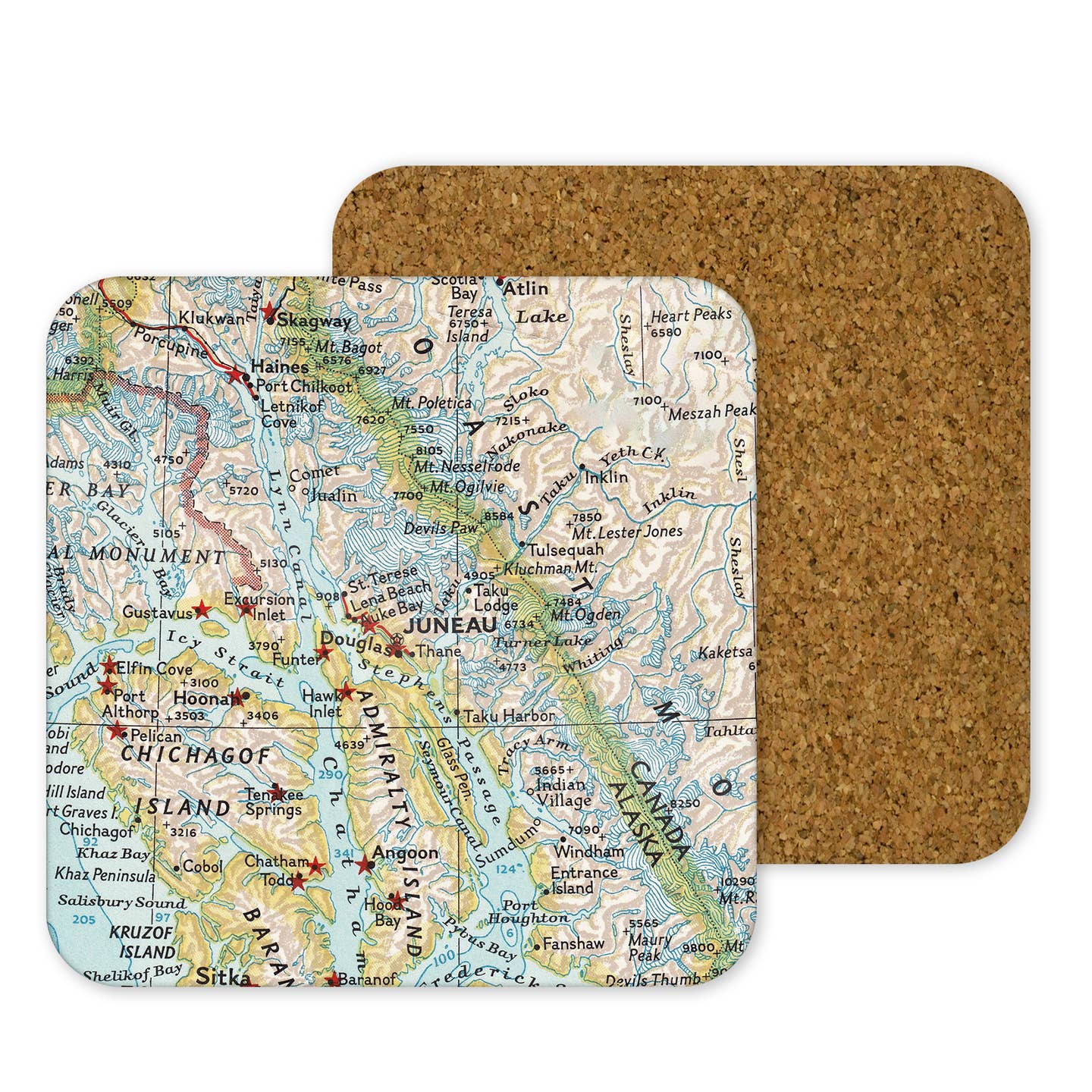 Juneau Map Coasters - Set of 4
