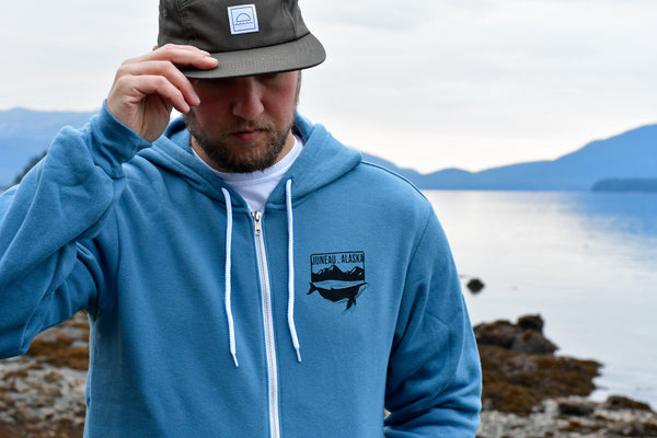 Juneau Mountains and Humpback Unisex Zip Hoodie