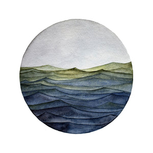 Watercolor 8"x8" Porthole Series Print- Benjamin Island, July 8th