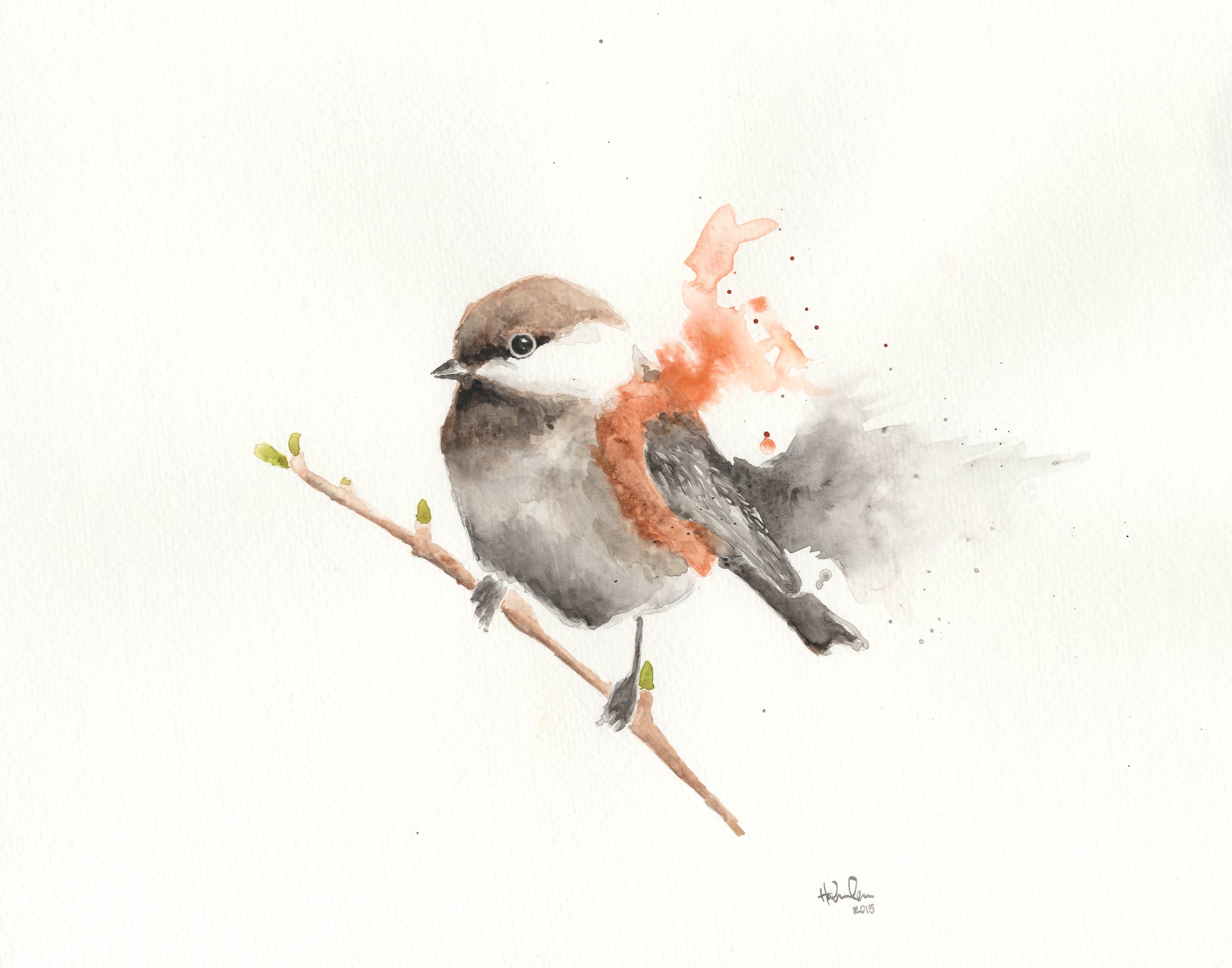 Watercolor 8”x10” Chestnut Backed Chickadee