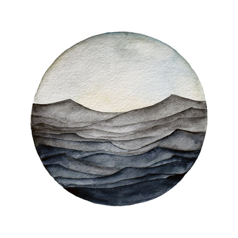 Watercolor 8"x8" Porthole Series Print- Little Island, July 2nd