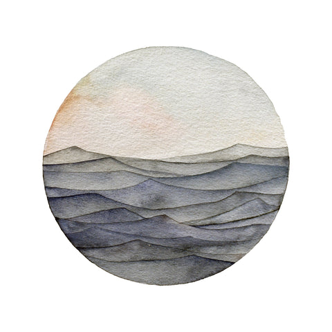 Watercolor 8"x8" Porthole Series Print- Sunshine Cove, July 25th