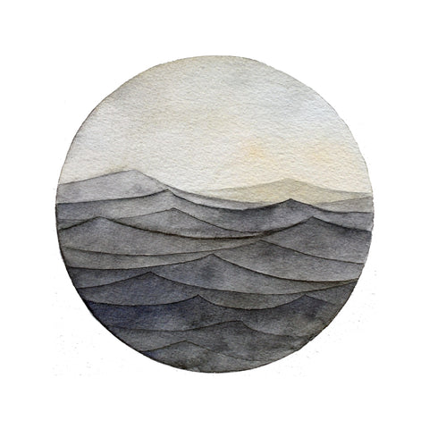 Watercolor 8"x8" Porthole Series Print- Sunshine Cove, July 29th