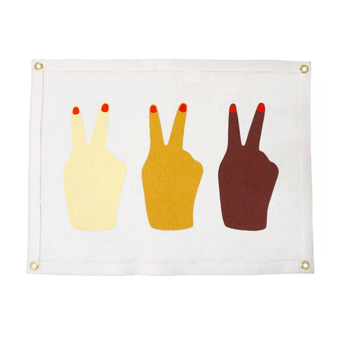 Three Peace Signs Camp Flag